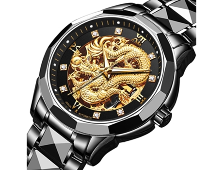 VEANXIN Reloj mecánico automático de Oro para Hombre Reloj Luminoso Impermeable con Diamantes(Oro blanco)