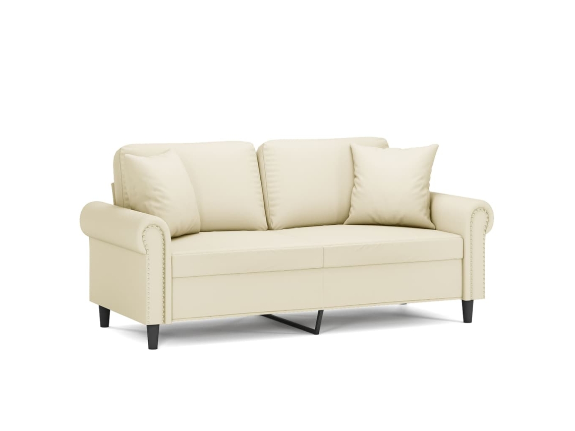 Maison Exclusive - Sofá De 2 Plazas Con Cojines Cuero Sintético Color Crema 140 Cm