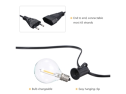 2026-luz De Cadena De Hadas Led G40 Base E12 13m/42.7ft Ip44 Resistente Al Agua Para Patio Jardín Decoración Navidad Fiesta