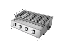 Parrilla de gas, 4 quemadores, construcción en acero inoxidable, gris claro (OEM)