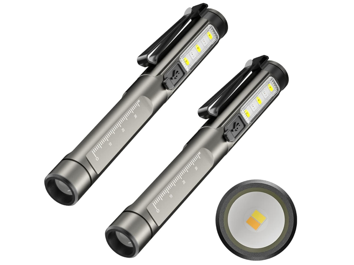 Antorcha Médica Para Enfermeras, 2 Paquetes De Linternas De Bolsillo Con Clip Para Médicos, Linternas Led, Luces De Inspección (negro)