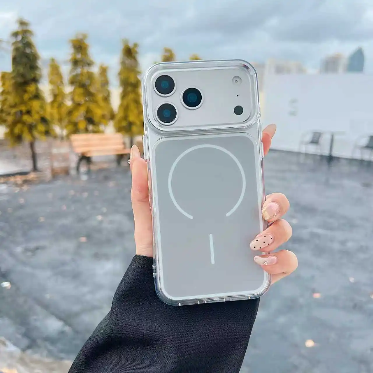 (iphone 17, Plata) Funda Magnética Mate Transparente A Prueba De Golpes Para Teléfono, Compatible Con Carga Inalámbrica Magsafe