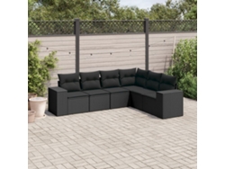 Conjunto de sofás de jardín de 6 piezas DKD Home Decor con cojines de mimbre negros