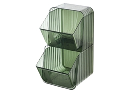 Bolsa Organizadora De Plástico Verde Transparente De Dos Capas Para Guardar Alimentos, Aperitivos, Té, Café Y Cosméticos.