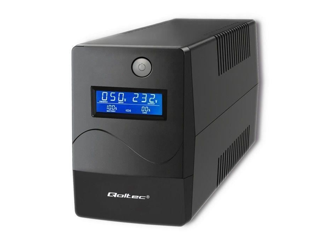 Fuente de alimentación ininterrumpida Qoltec de 450 VA y 240 W, color negro, para adultos