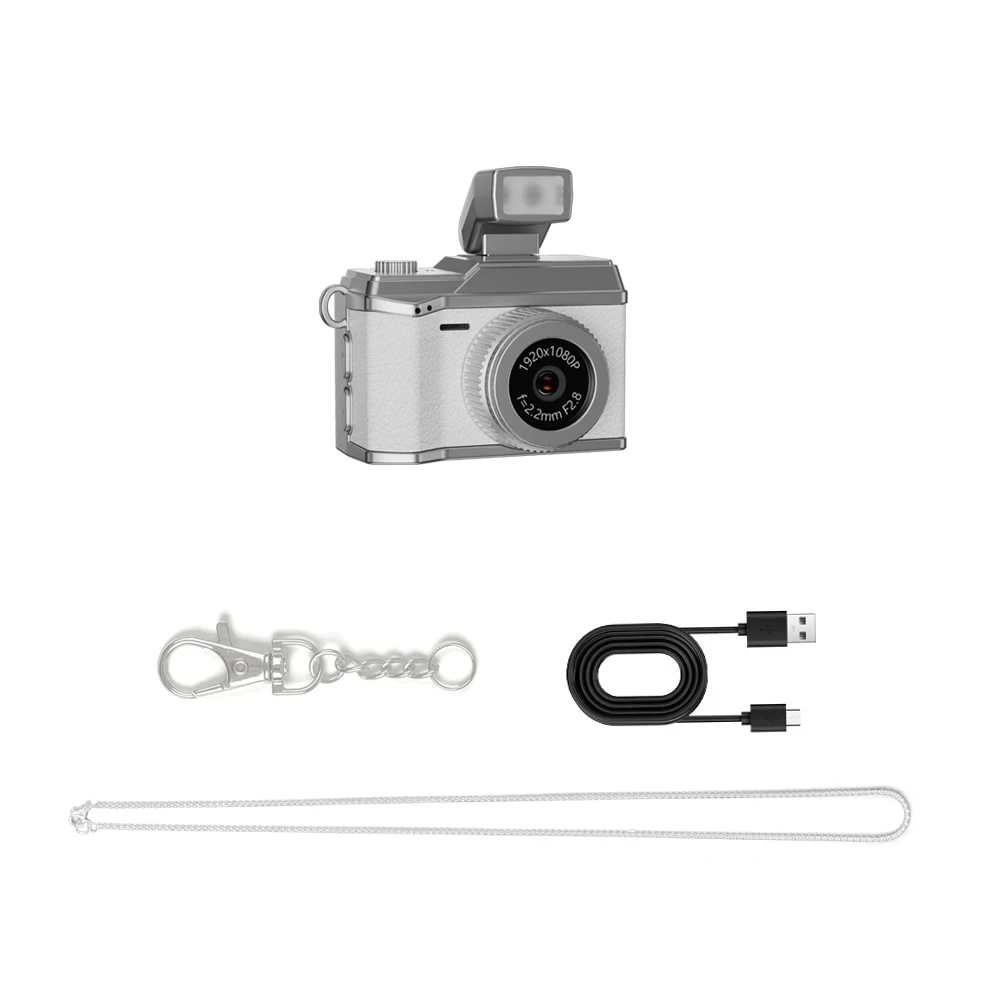 (blanco - 128gb) Mini Cámara, Pantalla Ips De 0,96 Pulgadas, 1080p, Con Flash Led Y Múltiples Filtros.