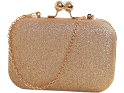 Bolso De Noche Mini Con Clip Para Mujer, Bolso De Hombro Con Cadena Para Bodas Y Banquetes, Color Dorado.