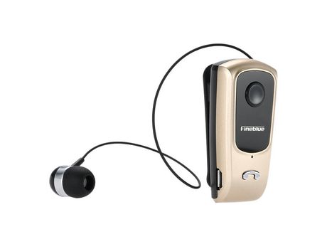 Auriculares Manos Libres Fineblue Estéreo Inalámbrico Alerta Vibratoria Multiconexión Retráctil Bluetooth Dorado
