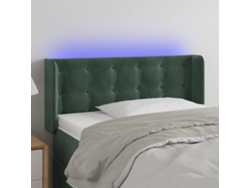 Cabecero Con Led De Terciopelo Verde Oscuro 93x16x78/88 Cm