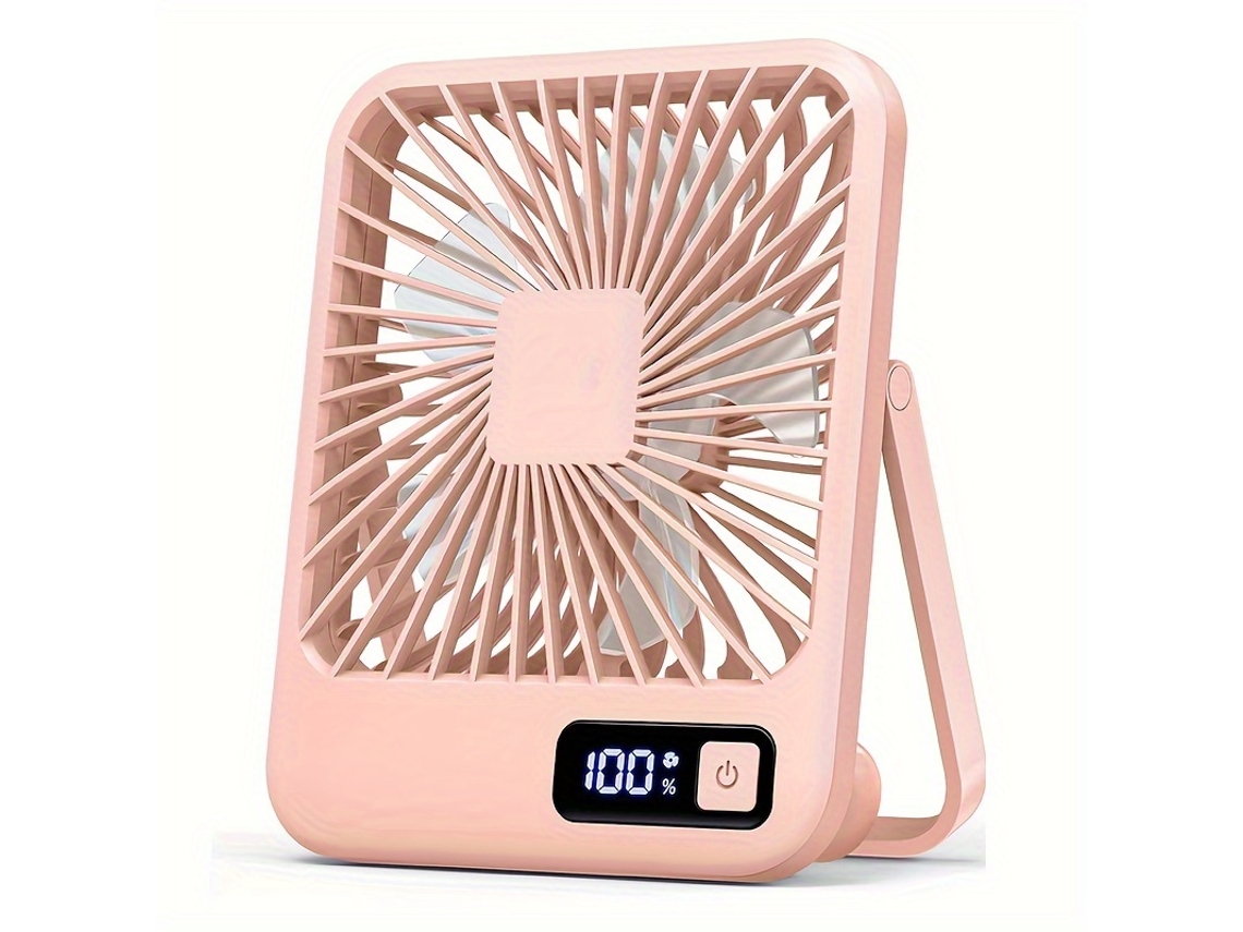 Ventilador De Escritorio Portátil Recargable Por Usb Con Pantalla De Alimentación Digital 5 Velocidades Ajustables (rosa) Gertiz