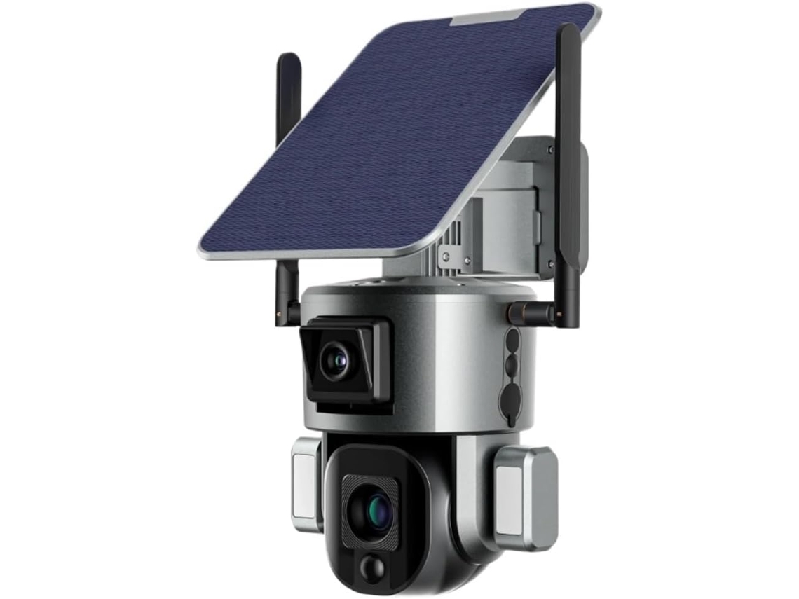Cámara De Seguridad Solar Para El Hogar Con Doble Lente 4k De 8 Mp Y Zoom 10x/4x.