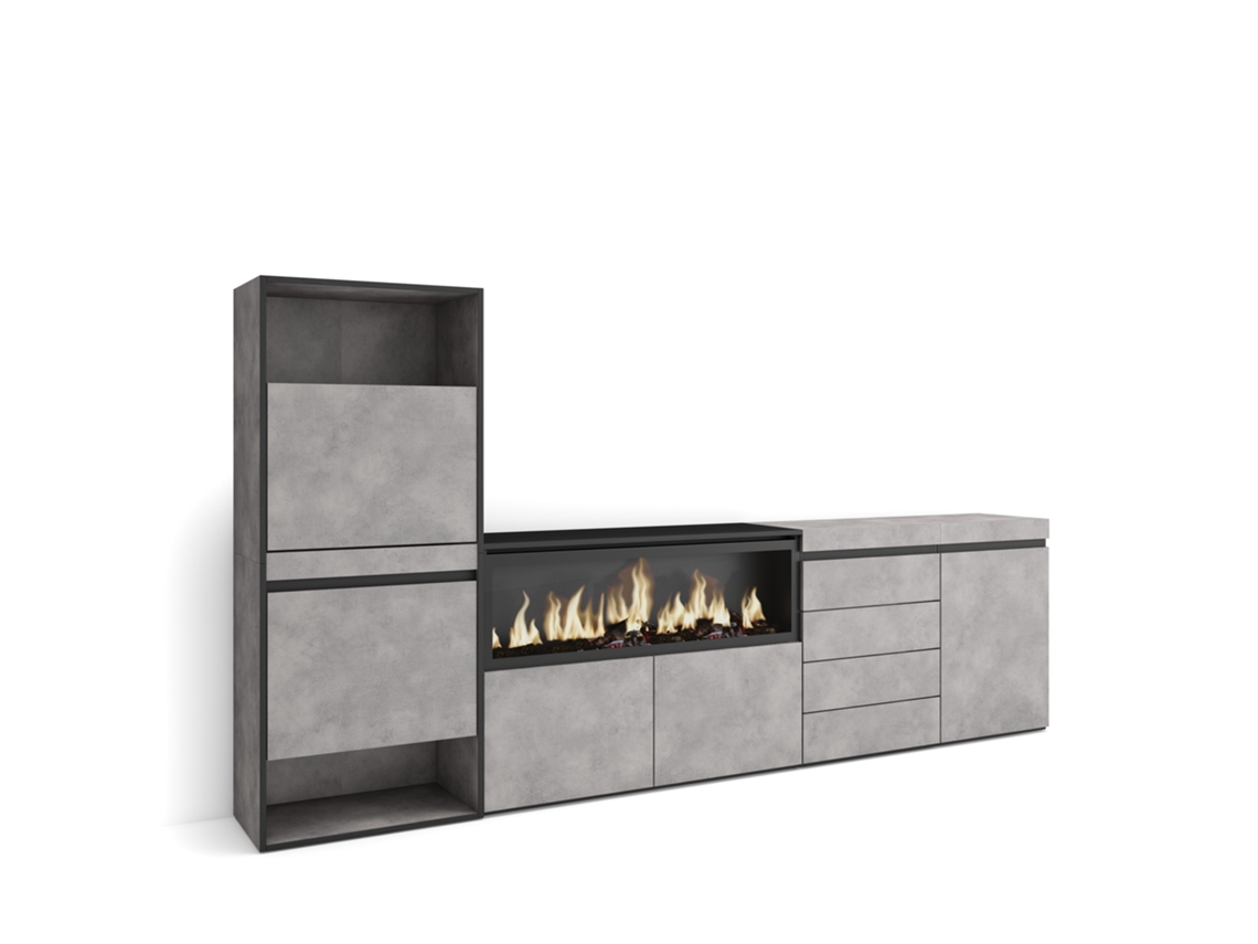 Zapatero | Organización de almacenamiento | 274 x 145 x 35 cm | Para dormitorio | Chimenea eléctrica XXL | Cómoda | Cemento Duérmete Online