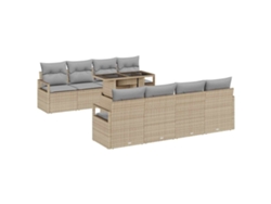 Maison Exclusive - Conjunto De Sofá De Jardín 9 Pcs Beige Y Gris Claro