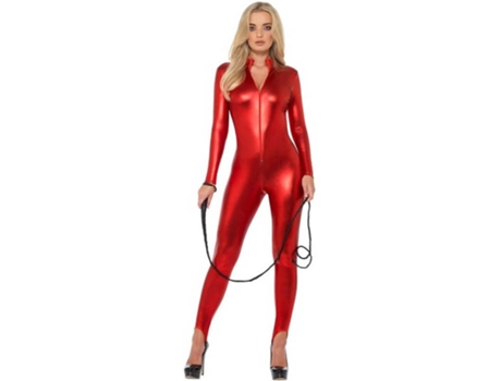 Disfraz de Mujer DISFRAZZES Mono Efecto Cuero Rojo (Talla: XS)