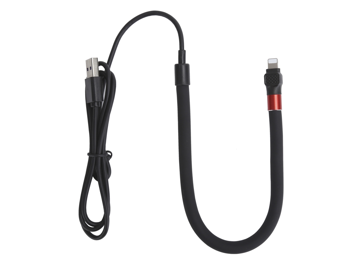 Cable De Datos De Carga Rápida De 1,2 M Con Soporte Flexible Universal Para Teléfono Ios - Negro
