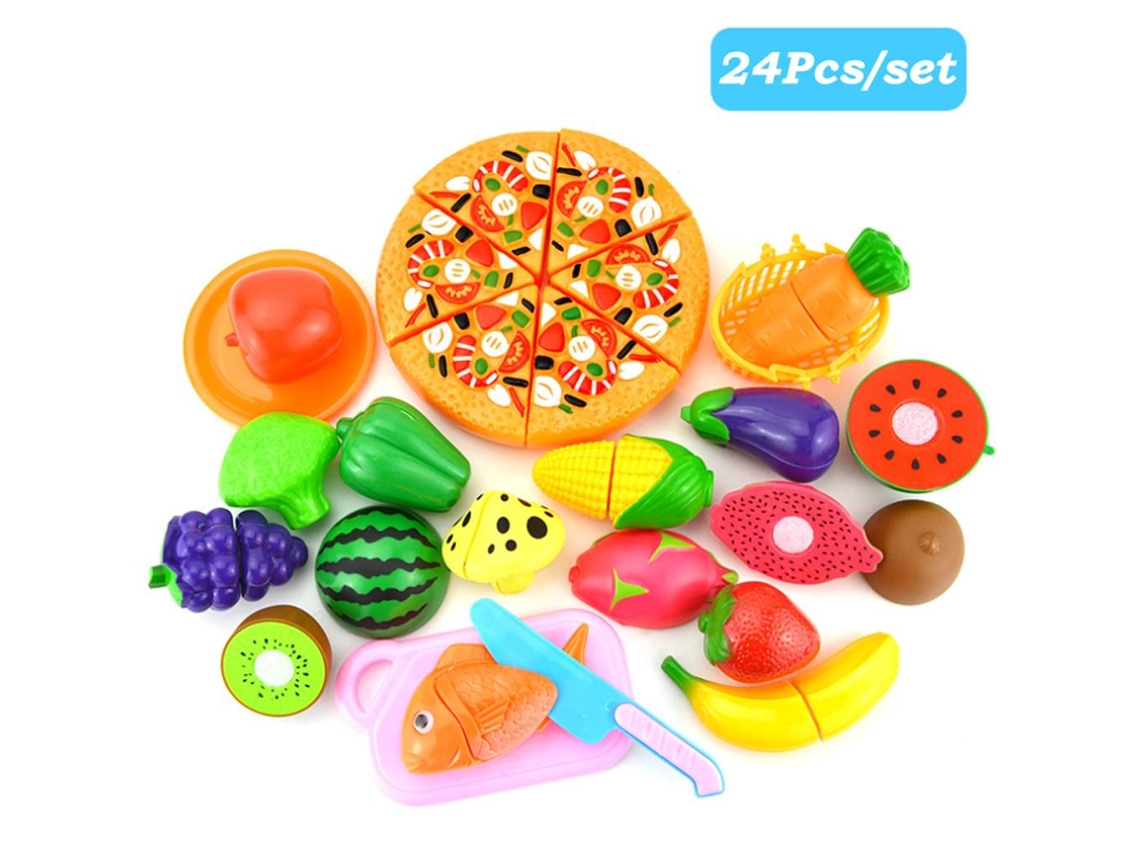 Brinquedos de Cozinha para Crianças de 25 Peças Corte de Alimentos Frutas e Vegetais Conjunto de Comida para Crianças Jogo de Educativo 