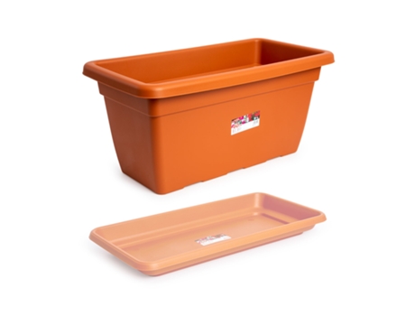 Jardinera Rectangular Reforzada de 60 cm Ancho Especial. Terracota PLASTIC FORTE