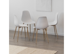Juego De 4 Sillas De Comedor Hemans Blancas Con Respaldo Alto Y Patas Metálicas Efecto Madera, Pies Antideslizantes - Mog Casa