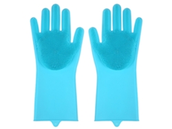 Guantes De Silicona Con Cerdas, Impermeables, Resistentes Al Aceite, Para Lavar Platos, Limpieza De Cocina, Versátiles, Azules.