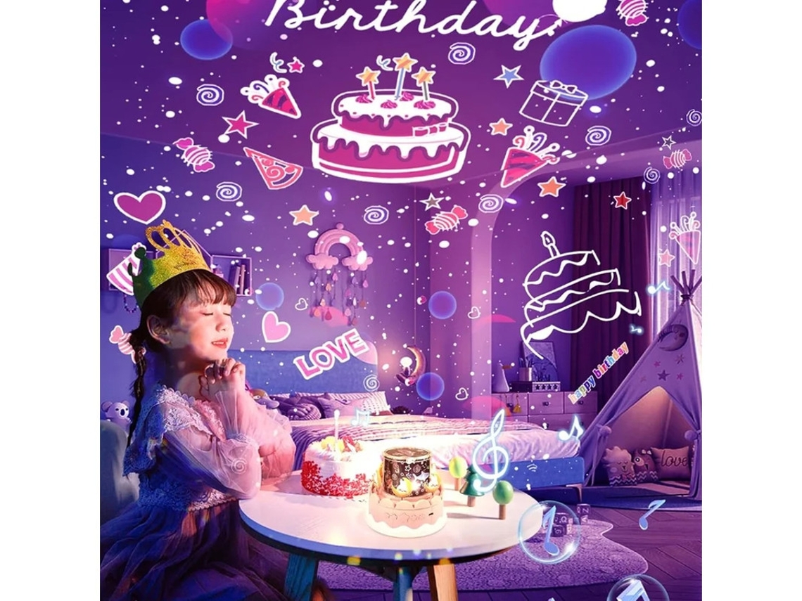 Proyector de estrellas para niños, luz nocturna, lámpara musical de unicornio, decoración de dormitorio de princesa, regalo de cumpleaños y Navidad, rosa, Bestvite