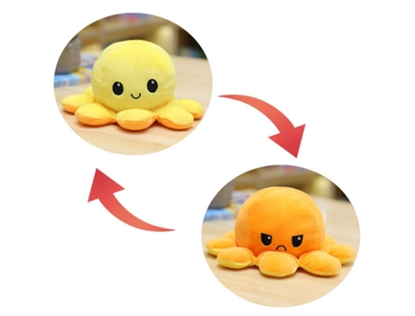 Juguete de Peluche de Felpa Suave Pulpo Para Niños, Compañero Animal, Muñeco Abatible de Doble Cara W