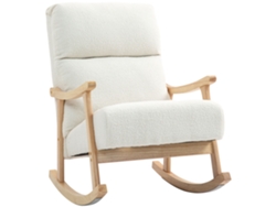 Silla Mecedora De Borreguito Con Patas Y Reposabrazos De Madera De Caucho Mecedora Para Lactancia Carga 120 Kg Crema