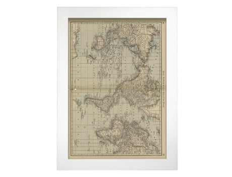 Póster NACNIC Geográficos en Estilo Vintage. Mapamundi Clásico. Ilustraciones de Antiguos Mapamundis en Tonos Sepia. Tamaño A3, Sin Marco.