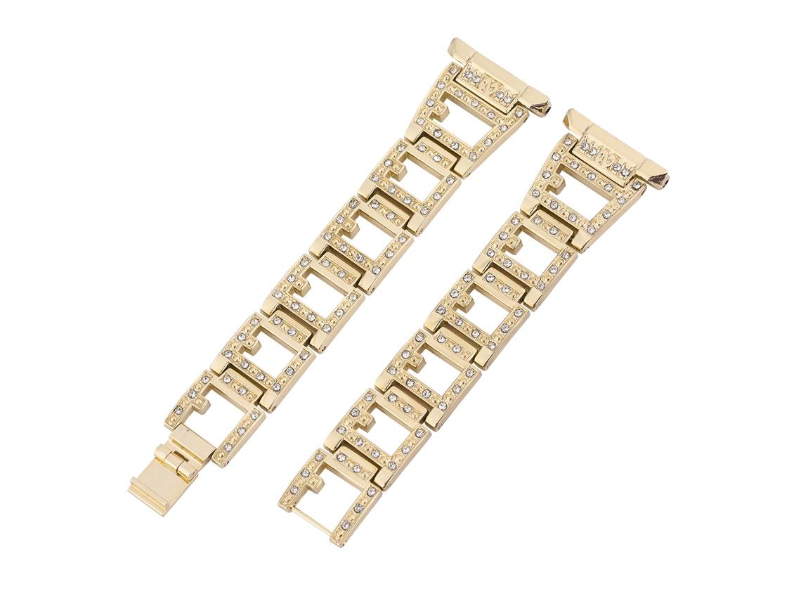 Correa de metal para reloj Fitbit (repuesto con diamantes de imitación)