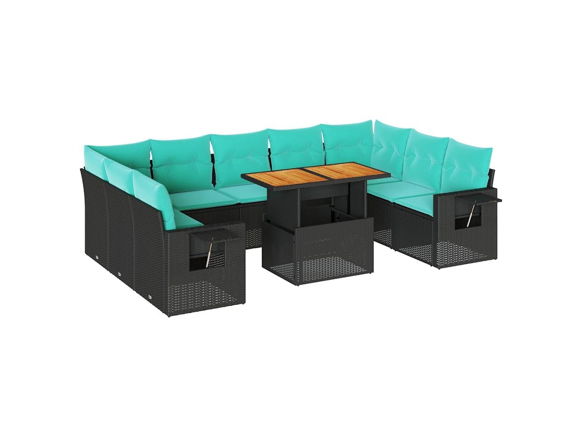 Maison Exclusive - Set De Sofás De Jardín Y Cojines 10 Pzas Ratán Sintético Negro