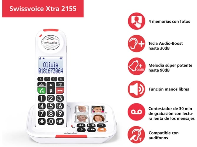 Teléfono Inalámbrico SWISSVOICE Xtra 2155 Blanco