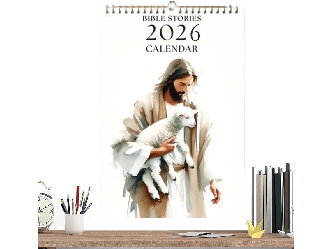 Calendario De Pared 2026 - Religioso De 2026 Con Historias Bíblicas Reproducción Inspiradora De Un Interior