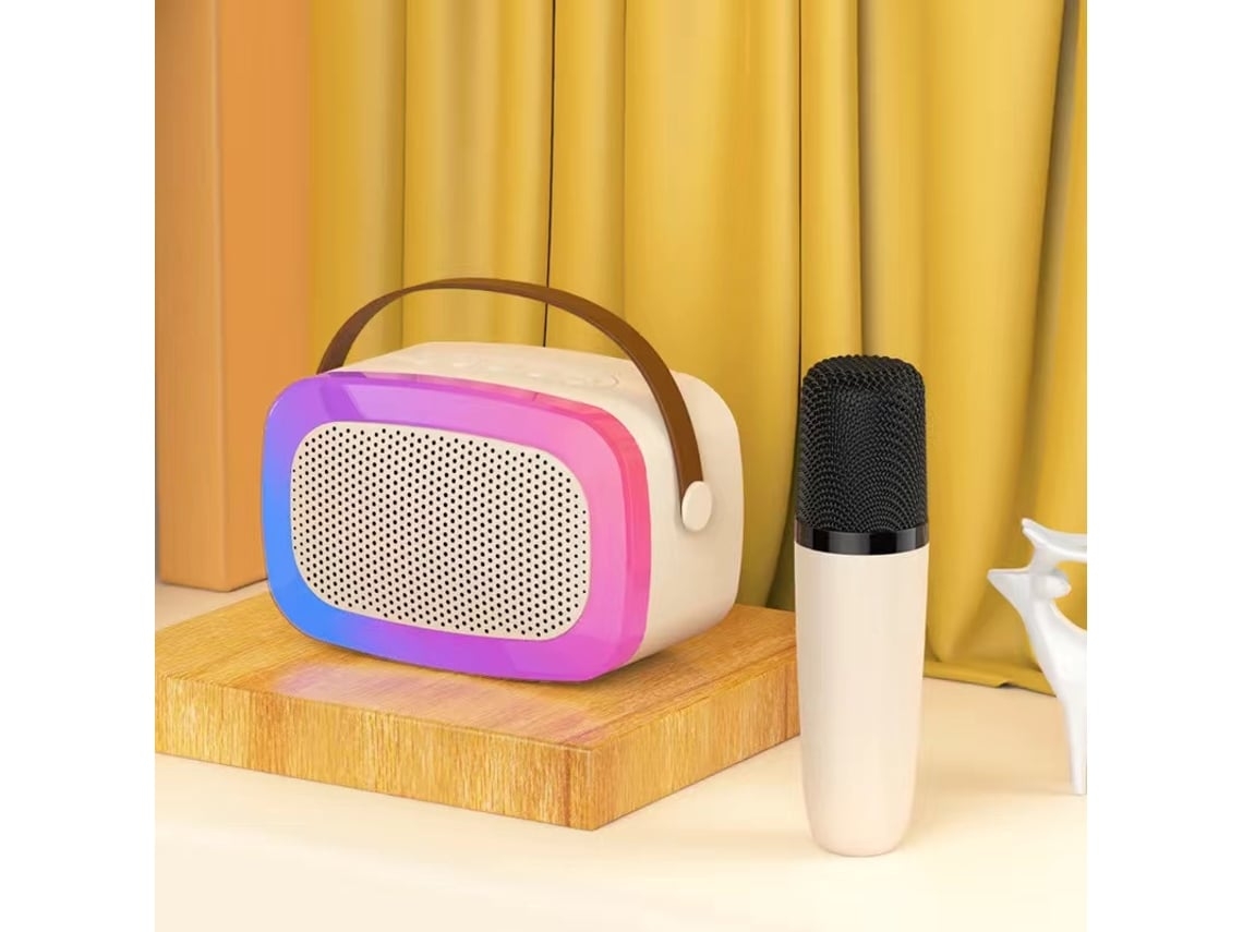 Micrófonos Inalámbricos Profesionales Altavoz Bluetooth Para Ktv Juegos Koraoke Beige