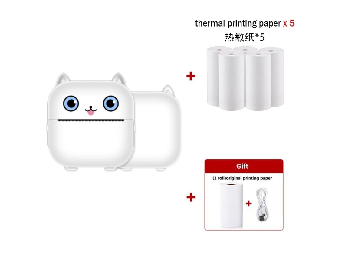 Impresora térmica inalámbrica Bluetooth con impresión de etiquetas sin tinta y 6 rollos de papel, color blanco Digitallab