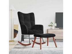 Mecedora con banco de terciopelo negro, DKD HOME DECOR