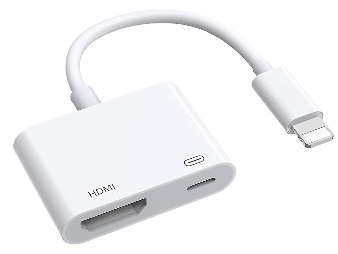 Adaptador HDMI de iPhone a TV AV digital 1080p, Plug and Play, compatible con iPhone 12/11, etc., color blanco Yizhood