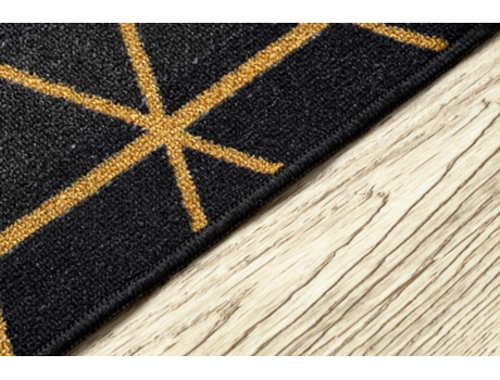 Alfombra de Pasillo con Refuerzo de Goma 57 cm Heksagon Hexágono Negro / Oro