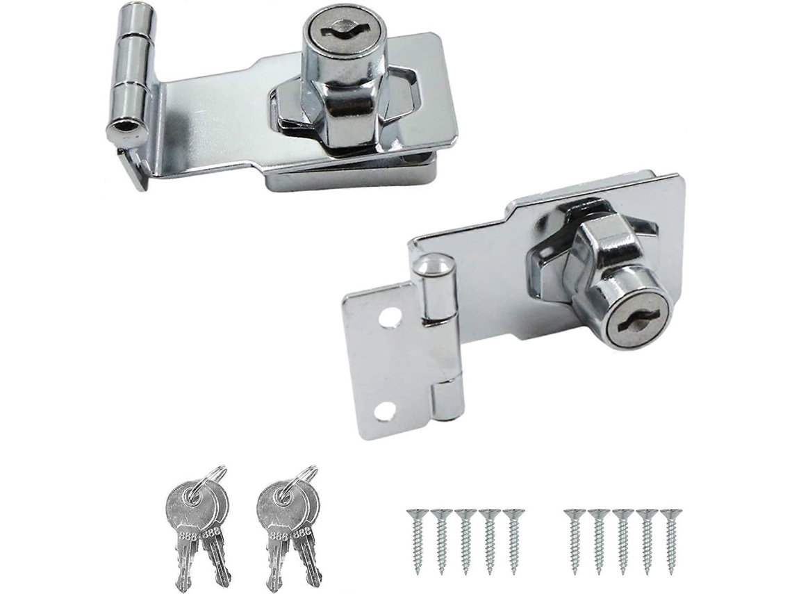 Cierre De Puerta De Metal De 90 Grados Con Llave Y Tornillos Para Puertas Ventanas Cajones Armarios Jardin 2 Piezas Plata