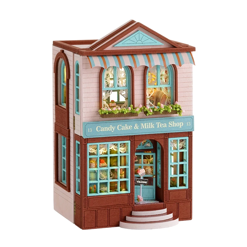 (d013f) Mini Casa De Muñecas De Madera Diy De Gran Venta, Con Muebles Y Luces, Juguete En Miniatura