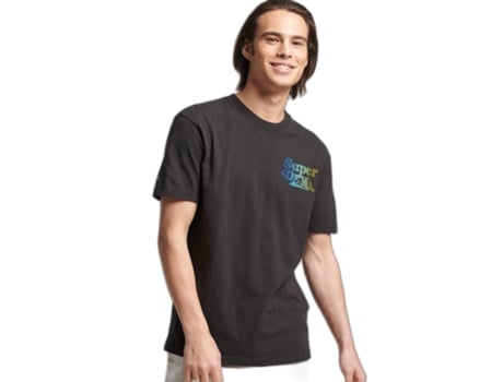 Camiseta para Hombre SUPERDRY (S - Algodón - Negro)