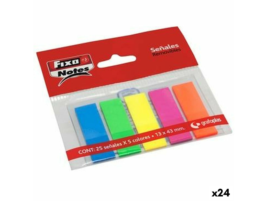 Notas Adhesivas FIXO 25 Hojas 13 x 43 mm (24 Unidades)