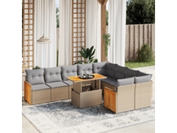 Conjunto de 10 sofás de jardín con cojines de mimbre beige de DKD Home Decor