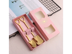 Cucharas de acero inoxidable con forma de pala, 2 piezas de hermosas cucharas para té y café (doradas)