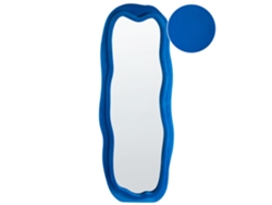 Espejo decorativo de pared Beliani Beaune en terciopelo azul 56x4x160
