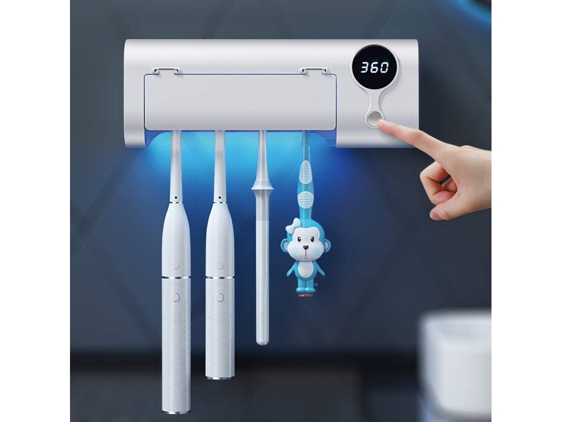 Esterilizador portátil multifuncional para cepillos de dientes, recargable por UV, con funciones de esterilización y secado. Mdug