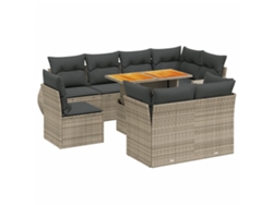 Maison Exclusive - Set De Muebles De Jardín 9 Pzas Y Cojines Ratán Sintético Gris