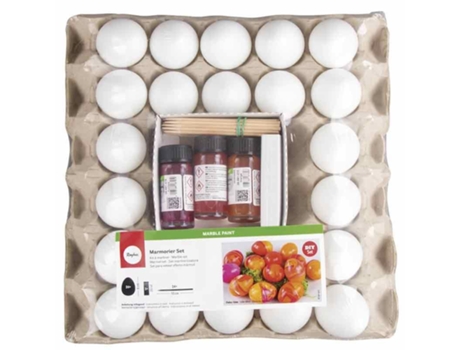 Kit de barbado 24 huevos de plástico blanco + 3 macetas