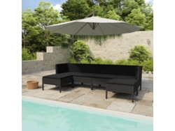 Conjunto de jardín DKD Home Decor de 6 piezas con cojines de mimbre negros