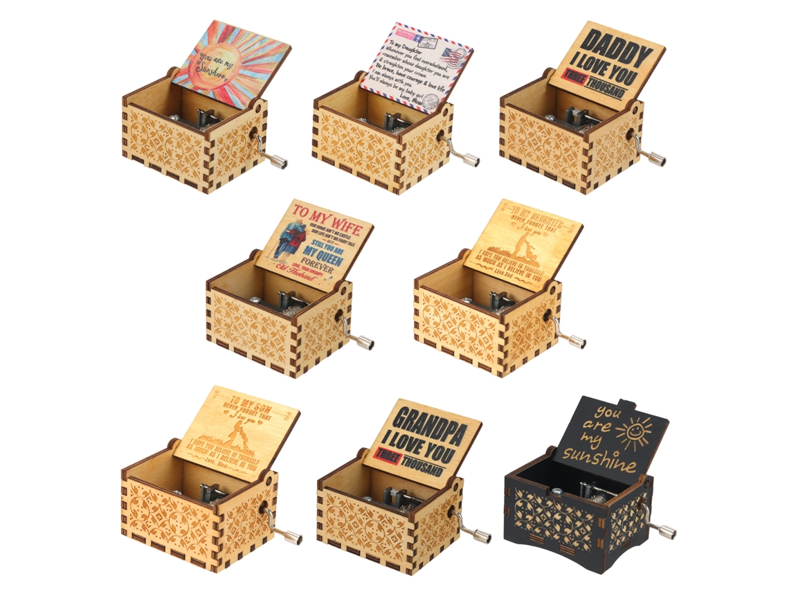 Caja De Música De Madera Vintage Con Manivela Manual Grabada, Regalo Perfecto De Navidad Y Cumpleaños Para Niños Y Adultos.