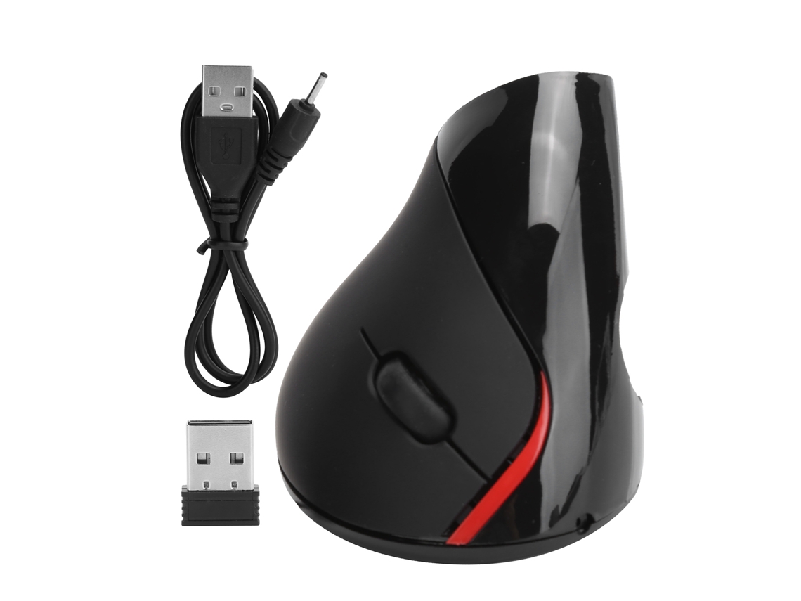 Mouse Vertical Óptico Sem Fio 5d 2ª Geração 1600dpi Para Direita Gaming Escritório Computador Preto