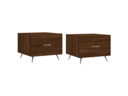 Conjunto de mesa de centro 2 piezas de madera de roble procesado marrón MAISON EXCLUSIVE (50x50x40 cm)